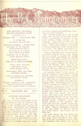 The B.C. Mountaineer 1927 December cover